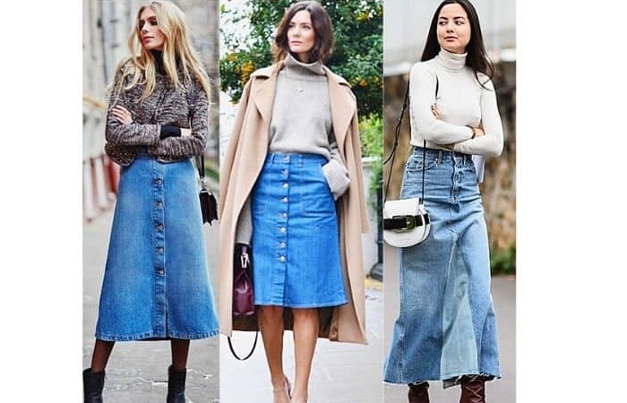 How To Style a Midi Denim Skirt