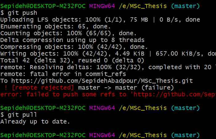 Error failed to push some references to